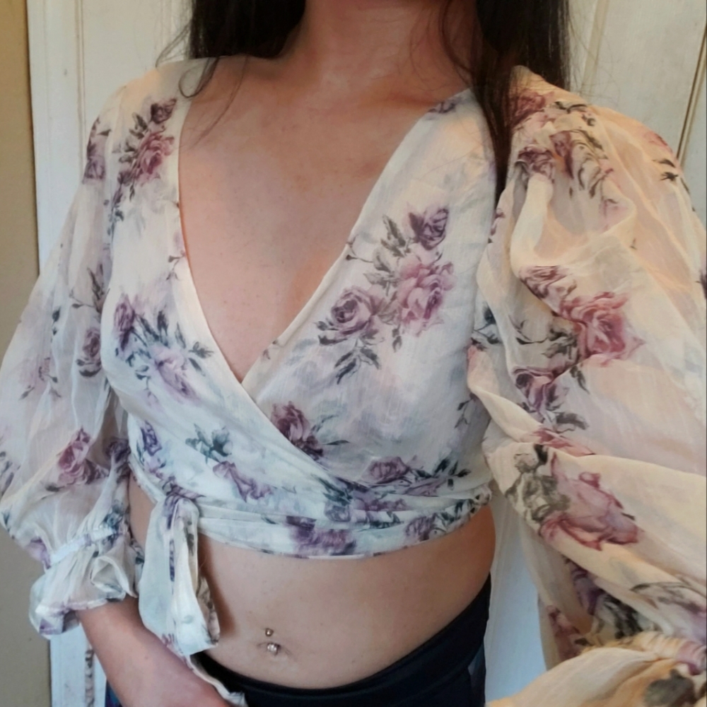 Urban outfitters cropped wrap blouse